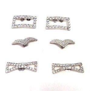 3 PAIRS OF VINTAGE CRYSTAL SHOE CLIPS – SQUARE, BOW, & DECO DESIGN